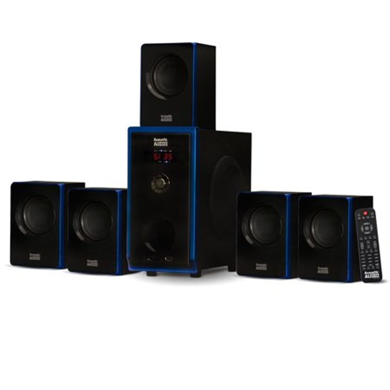 Acoustic Audio AA5102 Bluetooth Powered 5.1 Speaker System Home Theater Surround Sound