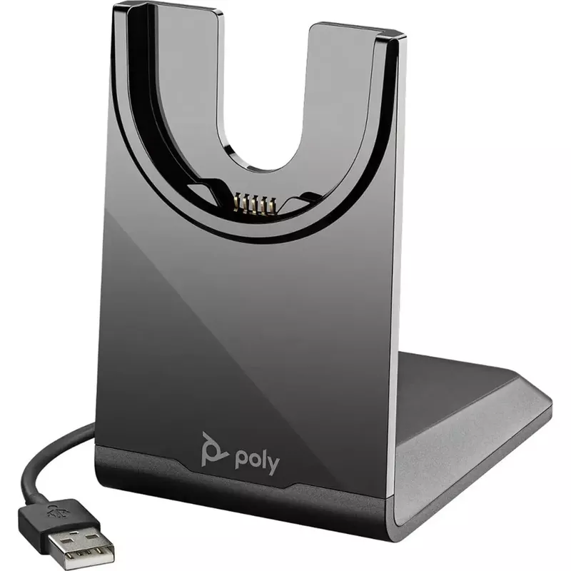 Polycom Voyager Focus 2 UC Bluetooth Active Noise Cancelling USB-C Stereo On-Ear Headset with Charge Stand, Microsoft Teams Certified