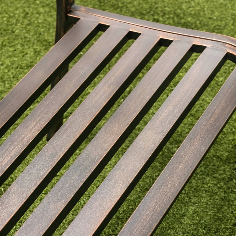 Furniture of America Flints Bronze Iron Outdoor Garden Bench - Powdered Black
