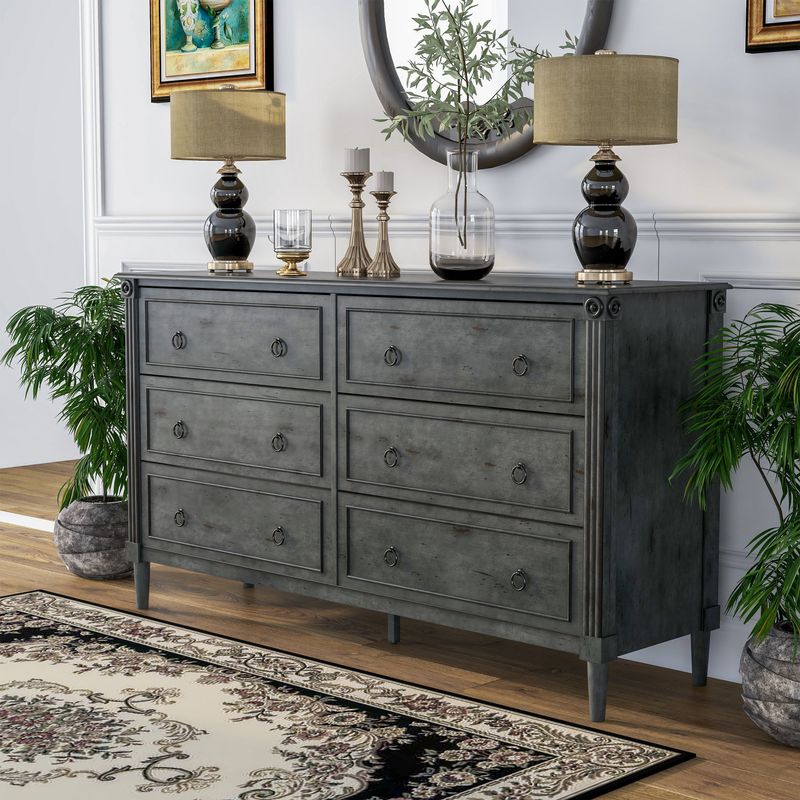 Furniture of America Joneigh Traditional 6-drawer Double Dresser - Antique Grey