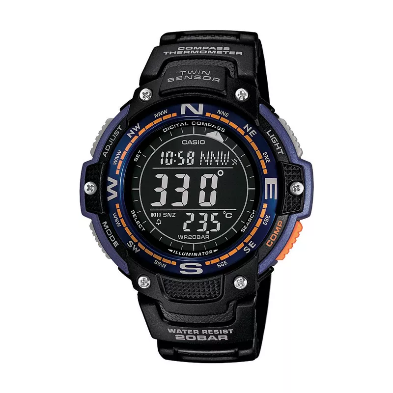 Casio - Mens Twin Sensor Temperature/Compass Sport Watch Black