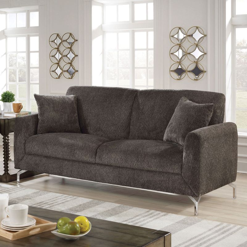 Furniture of America Jen Contemporary Grey 2-piece Sofa Set - Dark Grey