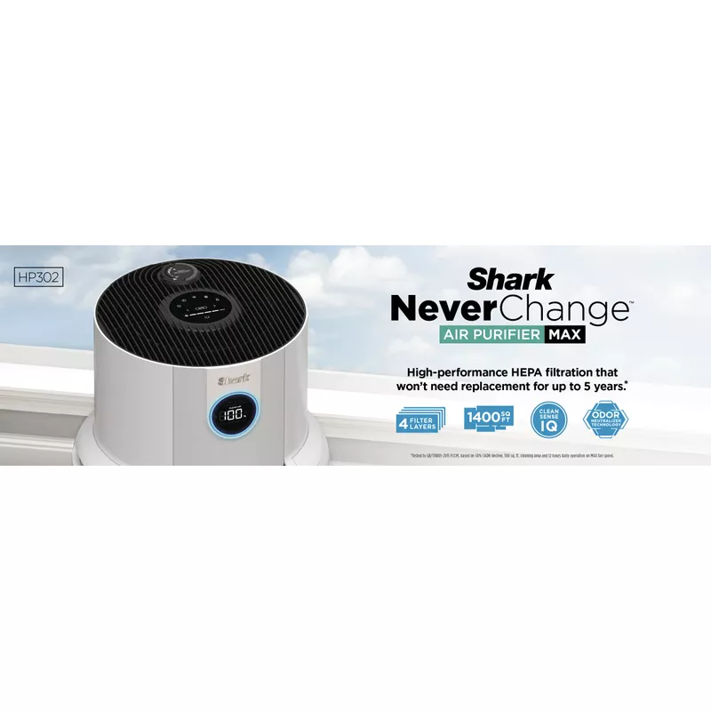 Shark - NeverChange Air Purifier MAX, 5-Year Filter Life, 1400 sq. Ft - White