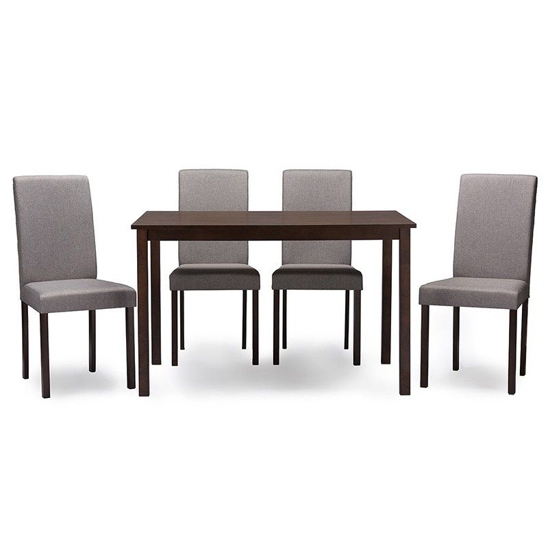 Gracewood Hollow Rowell Grey Fabric Upholstered Solid Wood 5-piece Dining Set - Dining Set-Grey