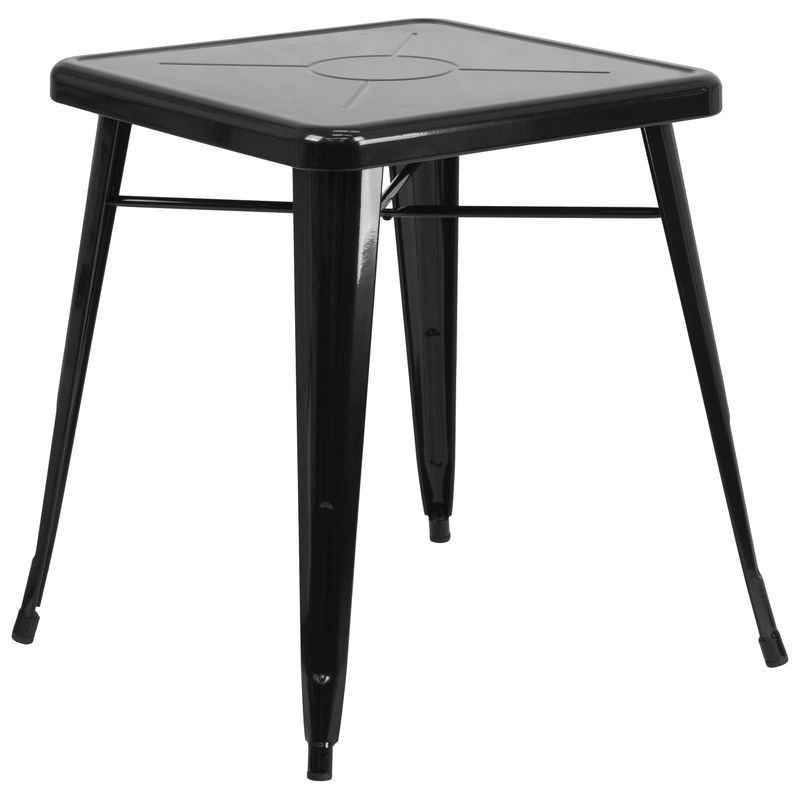 24-inch Square Metal Dining Table - Black