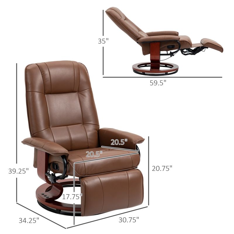 HomCom Faux Leather Adjustable Manual Swivel Base Recliner Chair with Comfortable and Relaxing Footrest - cream white