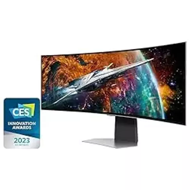 Samsung - 49" Odyssey OLED G9 (G95SC) DQHD 240Hz 0.03ms G-Sync Compatible Curved Smart Gaming Monitor - Silver