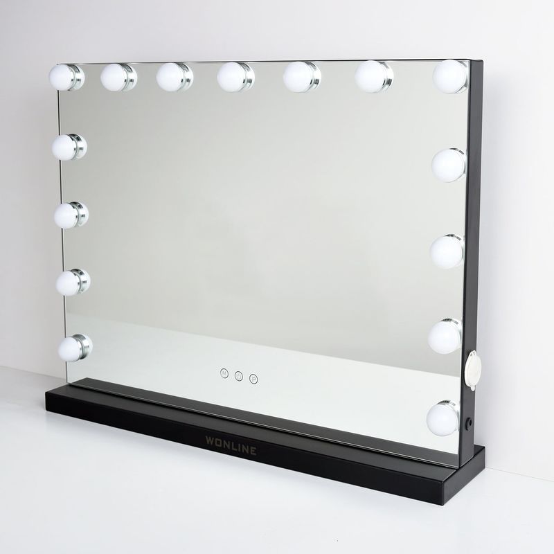 Black Base Vanity Mirror with 15pcs Dimmable LED Bulbs - 26*18*5 - Black