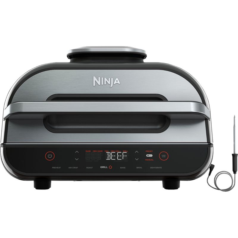 Angle Zoom. Ninja - Foodi Smart XL 6-in-1 Indoor Grill with 4-qt Air Fryer, Roast, Bake, Broil, & Dehydrate - Black