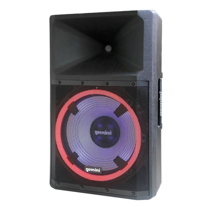 Gemini Bluetooth Party Speaker with Party Lights, Microphone, and Speaker Stand
