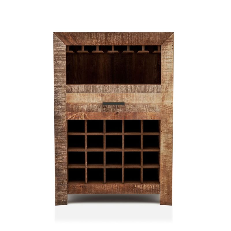 Furniture of America Anaisha Rustic Solid Wood 20-Bottle Wine Rack - Mango Wood