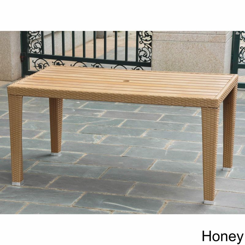 International Caravan Resin Wicker/Aluminum Outdoor Table - Honey