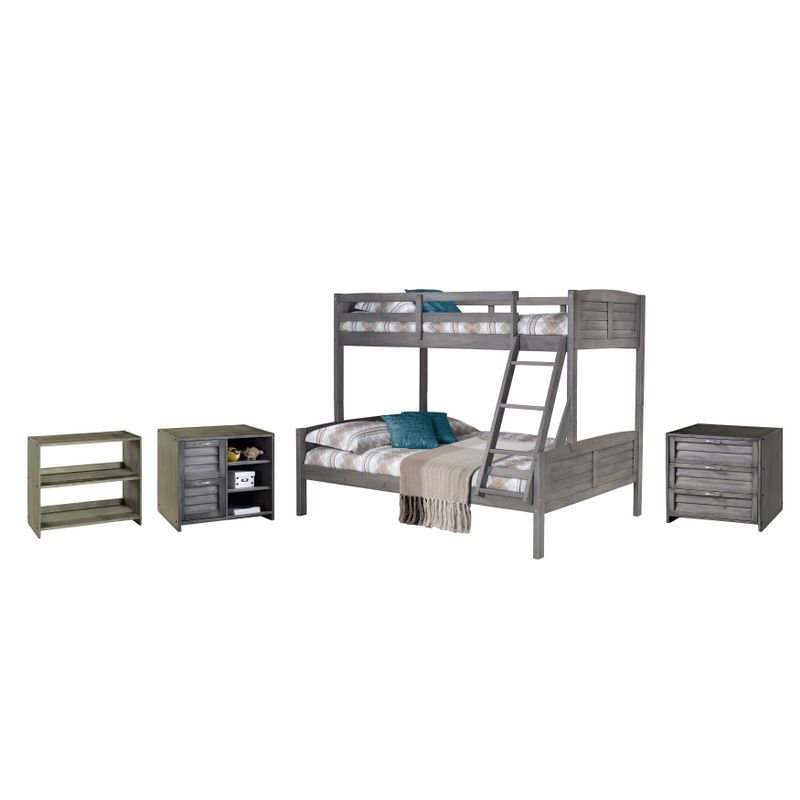 Twin over Full Bunk with Case Goods - Twin over Full - Bunk, 2 Drawer Chest, Bookcase, Small Bookcase