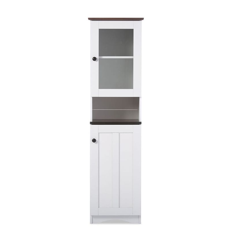 Baxton Studio Traditional White Wood Kitchen Storage - Kitchen Cabinet-White/Wenge
