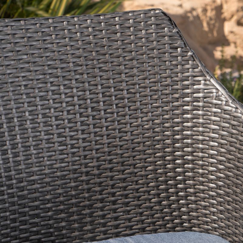 Iona Outdoor Wicker Dining Chair with Cushion (Set of 2) by Christopher Knight Home - Grey + Mixed Black + Black