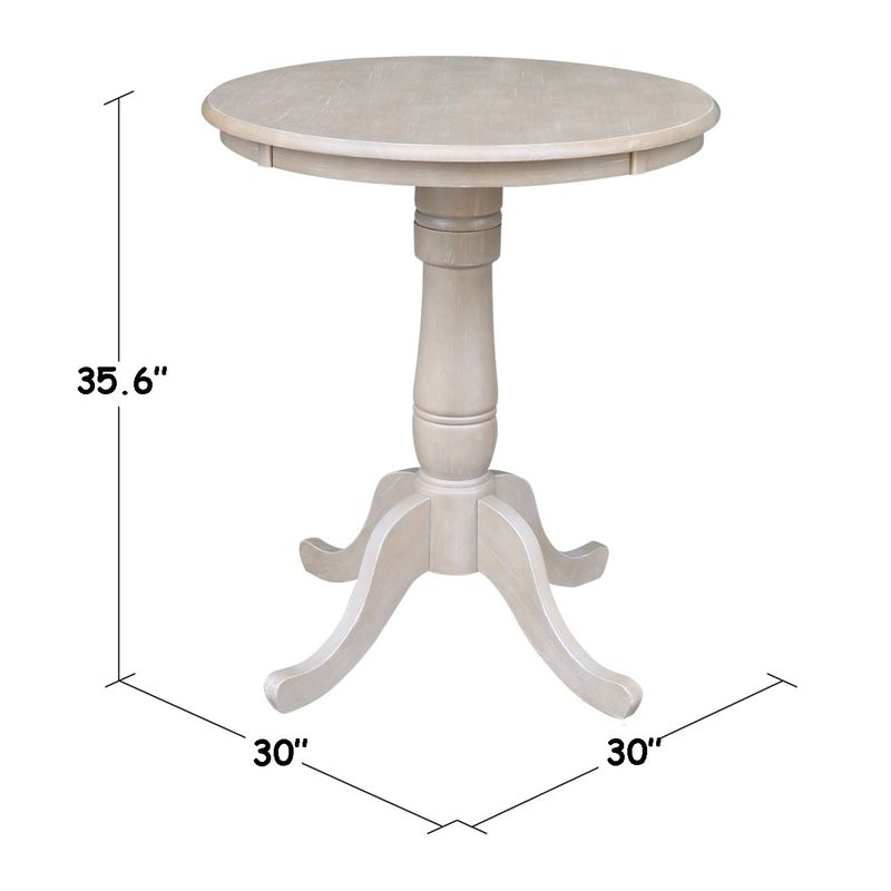 Solid Wood Round Pedestal Table in Weathered Gray - Weathered Gray - bar height