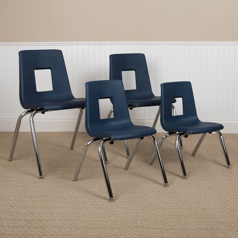 Student Stack Chair 16"H Seat - School Classroom Chair for 3rd-7th Grade - Navy