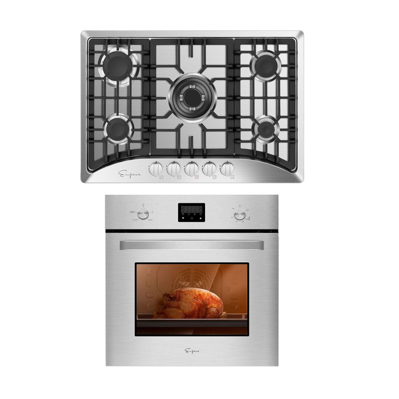 2 Piece Kitchen Package with 24" Gas Single Wall Oven & 30" Gas Cooktop - N/A - Silver