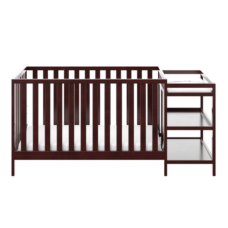 Storkcraft Pacific 4-in-1 Convertible Crib and Changer - 2 Open Shelves, Water-Resistant Vinyl Changing Pad with Safety Strap -...