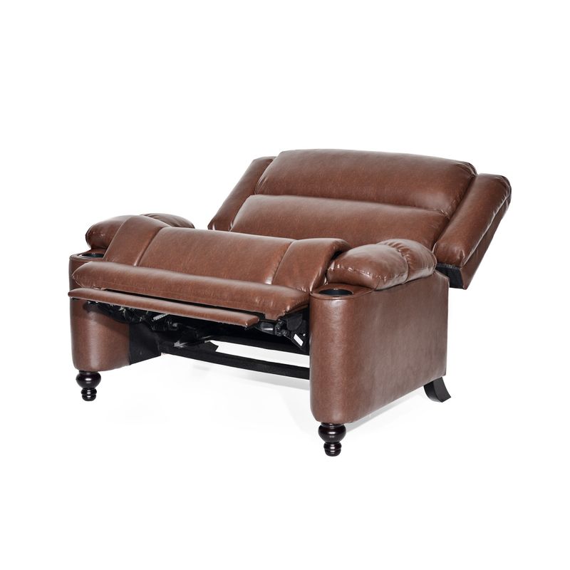 Leet  Faux Leather Oversized Pushback Recliner by Christopher Knight Home - Espresso/ Cognac Brown
