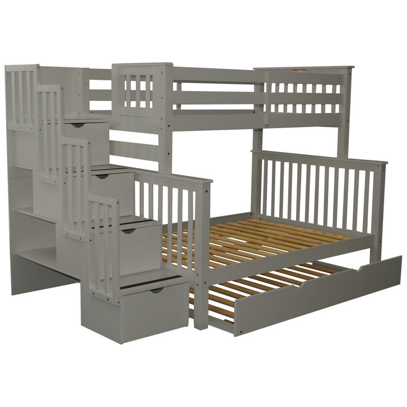 Taylor & Olive Trillium Twin over Full Stairway Bunk Bed with Trundle - Dark Cherry