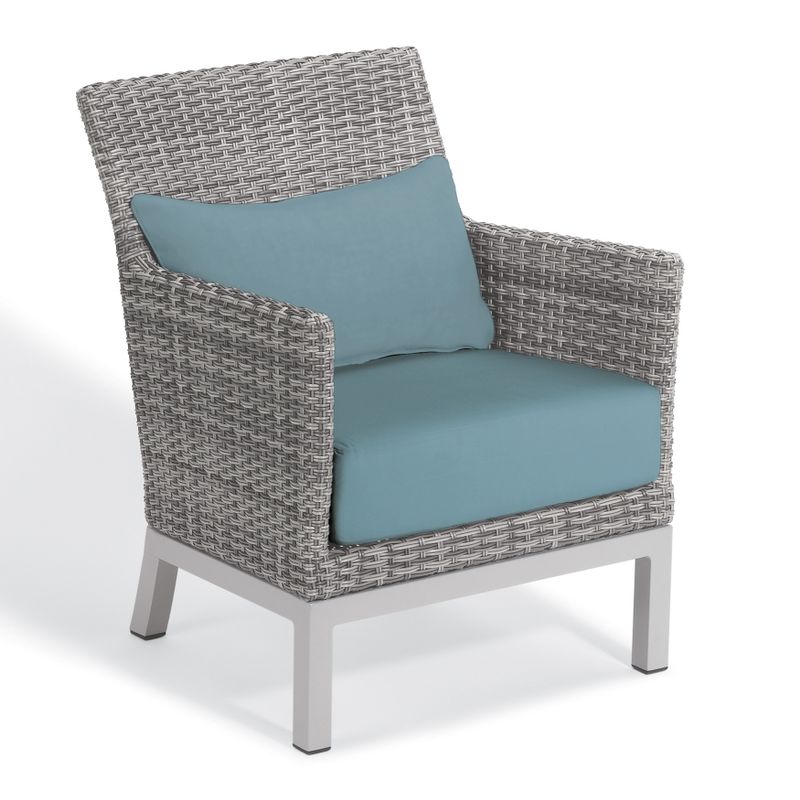 Oxford Garden Argento Resin Wicker Club Chair - Ice Blue Polyester Cushion and Pillow