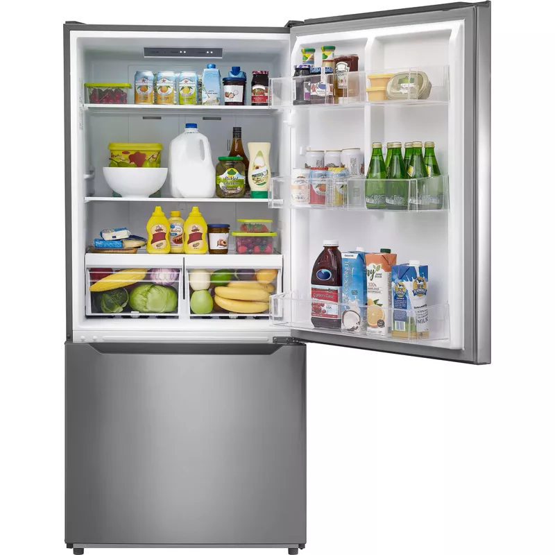 Insignia™ - 18.6 Cu. Ft. Bottom Freezer Refrigerator with ENERGY STAR Certification - Stainless Steel