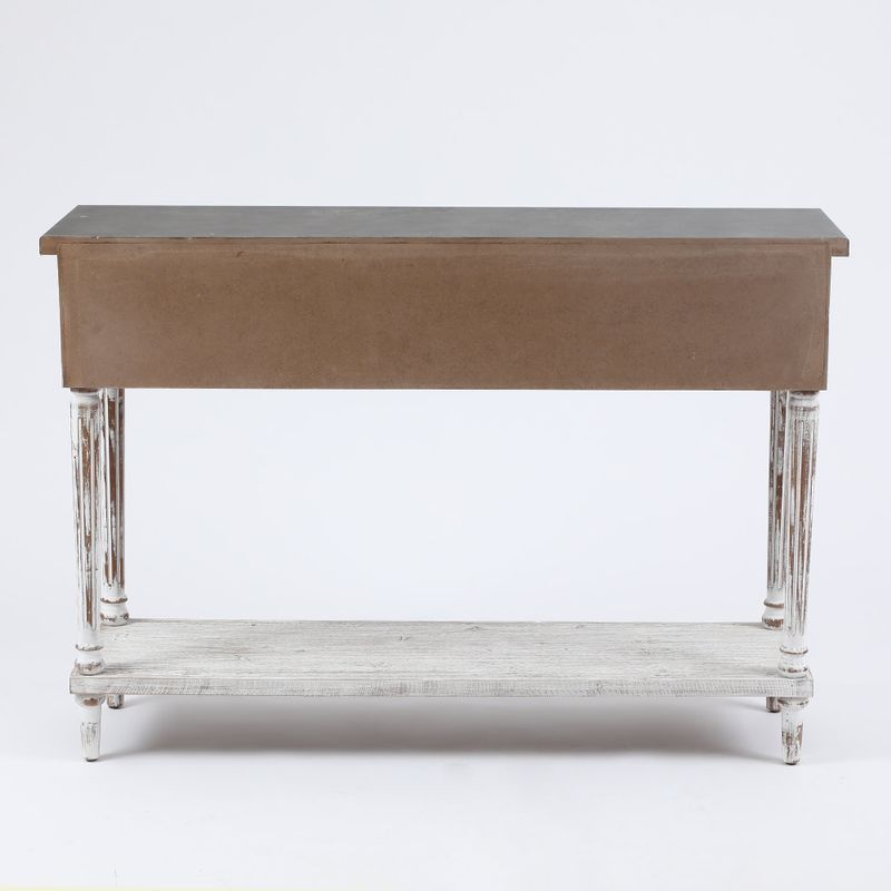 Wood and Metal Farmhouse Distressed Console Table - Metal