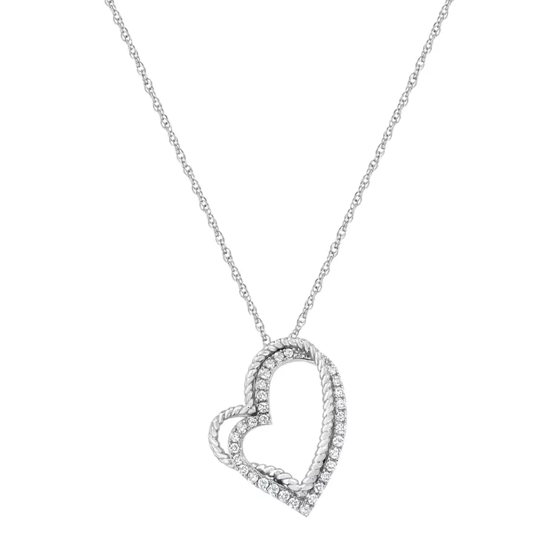 .925 Sterling Silver 1/3ct TDW Lab-Grown Diamond Heart Pendant Necklace (F-G, VS2-SI1)