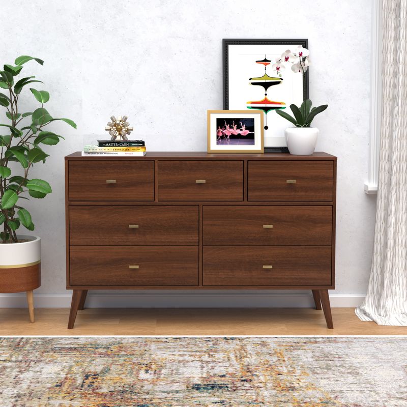 Prepac Milo Mid-Century Modern 7-Drawer Dresser - Cherry
