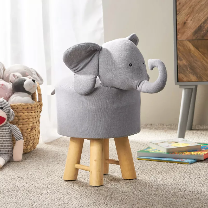 Scipio Contemporary Kids Elephant Ottoman by Christopher Knight Home - Gray+Natural