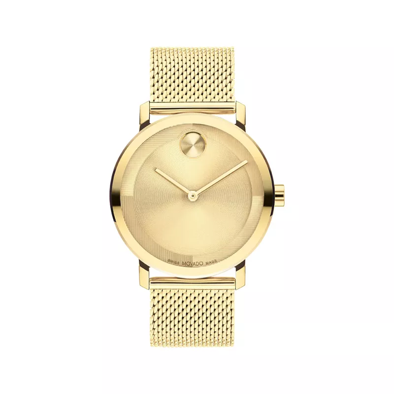 Movado - Men's Bold Evolution 2.0 Gold-Tone Stainless Steel Mesh Watch Gold Dial