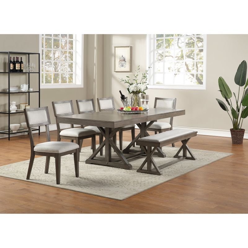 Rectangular Dining Table with 18" Leaf in Grey - Grey