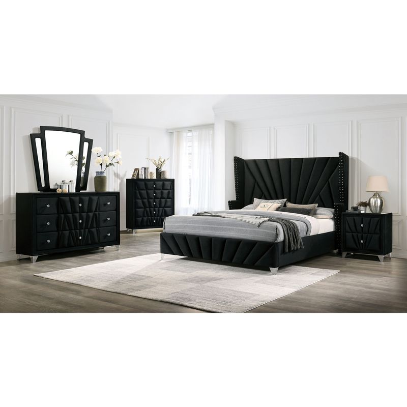 Furniture of America Ambrosia Transitional Black 5-drawer Fabric Chest - Black - 5-drawer