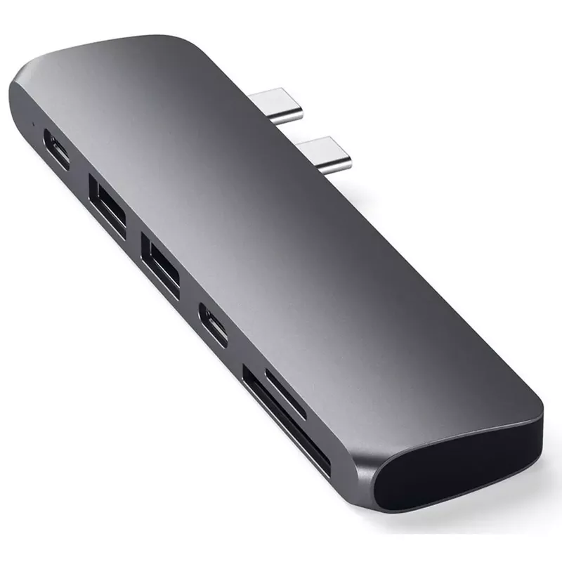 Satechi 7-In-1 Dual USB Type-C Pro Hub for Select MacBook Pro & MacBook Air, Space Gray
