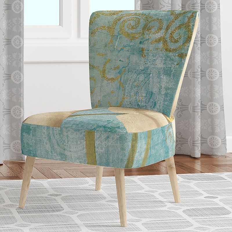 Designart 'Bouquet Poppies On Paisley I' Upholstered Cottage Accent Chair - Slipper Chair