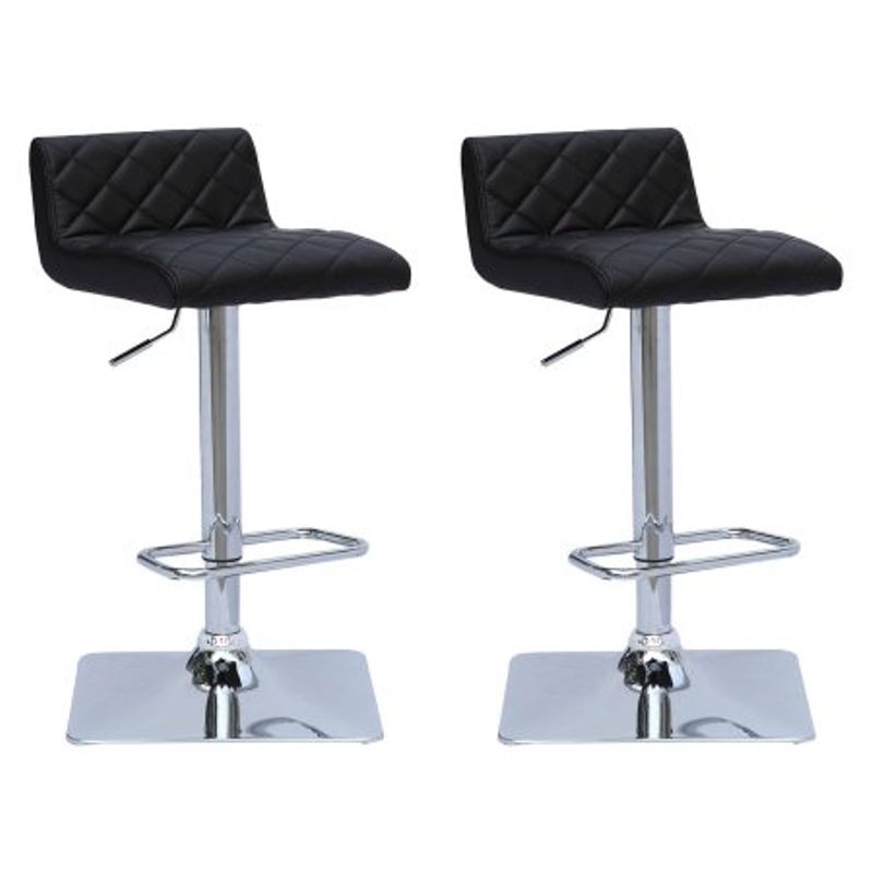 Adjustable Barstool in Bonded Leather, Set of 2