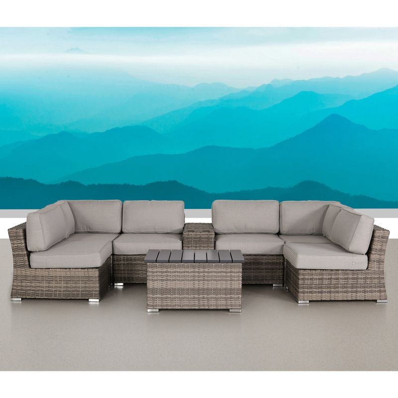 LSI 8 Piece Sectional Seating Group With Olefin Grey Cushions - Grey - Reversible