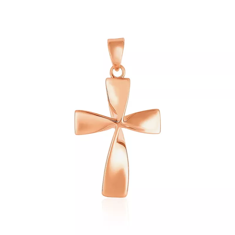 Flat Twisted Cross Pendant in 14k Rose Gold