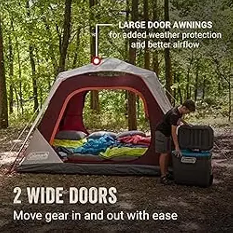 Coleman Skylodge Camping Tent with Instant Setup, 4/6/8/10/12 Person Weatherproof Family Tent with Pre-Attached Poles, Convertible Screen Room, and Room Divider, Sets Up in About 1 Minute