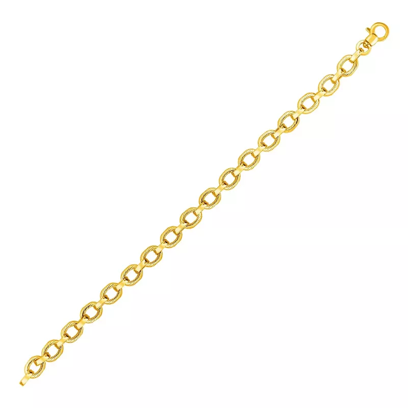 14k Yellow Gold Twisted Link Bracelet (8 Inch)