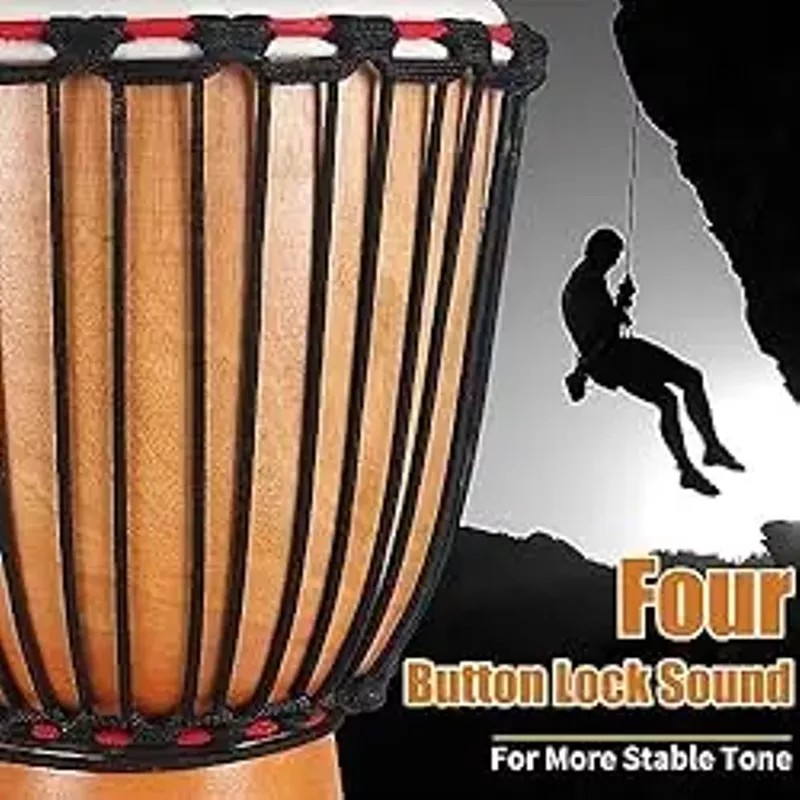 lotmusic African Djembe Drum, Standard 10'' Hand-Painted Mahogany Congo Drum, Professional Bongo Drum With Goatskin Drumhead for Adults