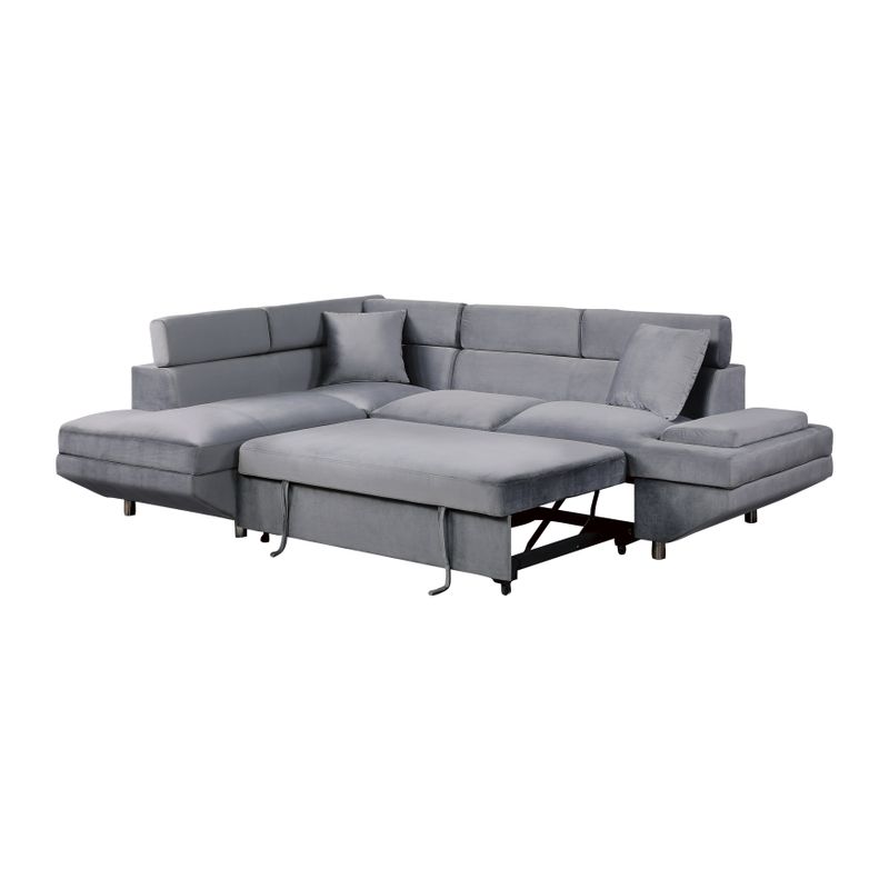 Rent to own Cadieux Sectional Sofa Chaise with PullOut Bed Grey