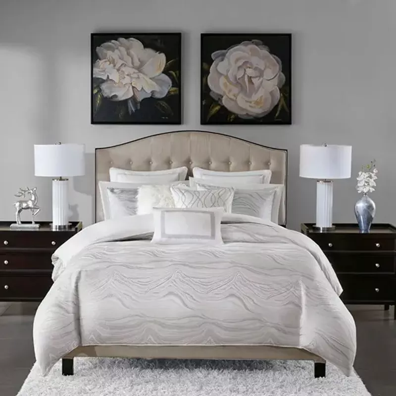 White Hollywood Glam Comforter Set Queen