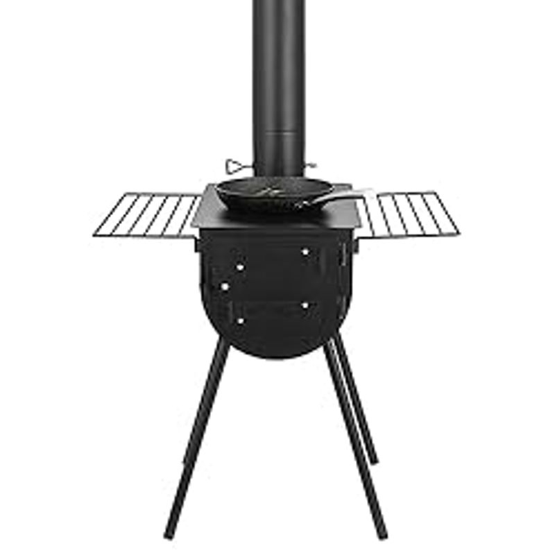 VEVOR Wood Stove, 118 inch, Alloy Steel Camping Tent Stove, Portable Wood Burning Stove with Chimney Pipes & Gloves, 3000inFirebox Hot...