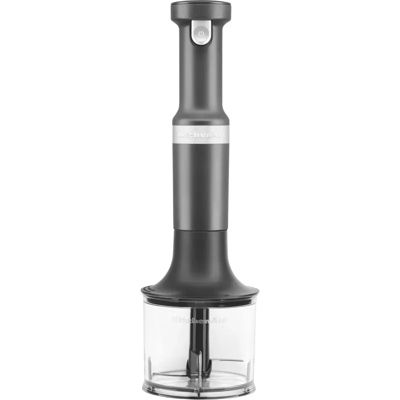 KitchenAid Cordless Variable Speed Hand Blender with Chopper and Whisk Attachment in Matte Charcoal Gray