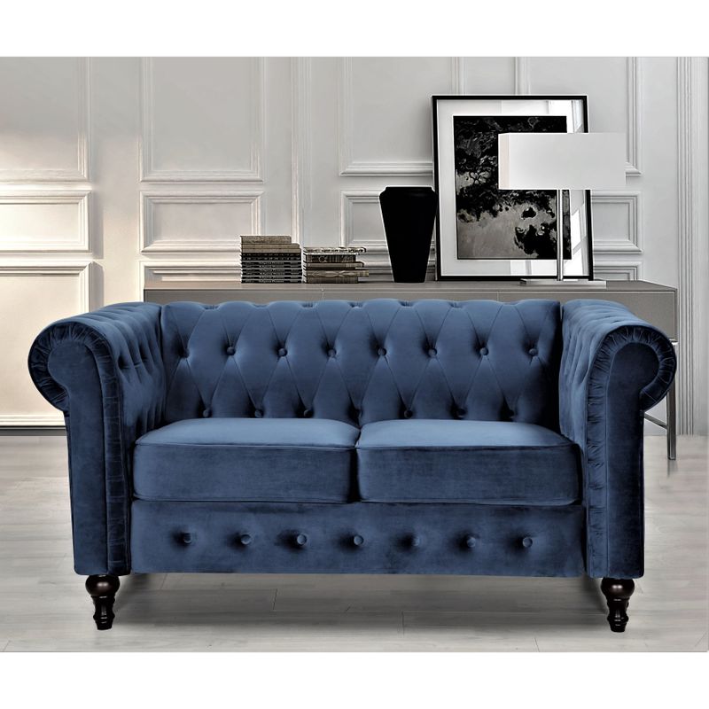 Brooks Classic Chesterfield 2-Piece Living Room Set-Loveseat & Sofa - Black