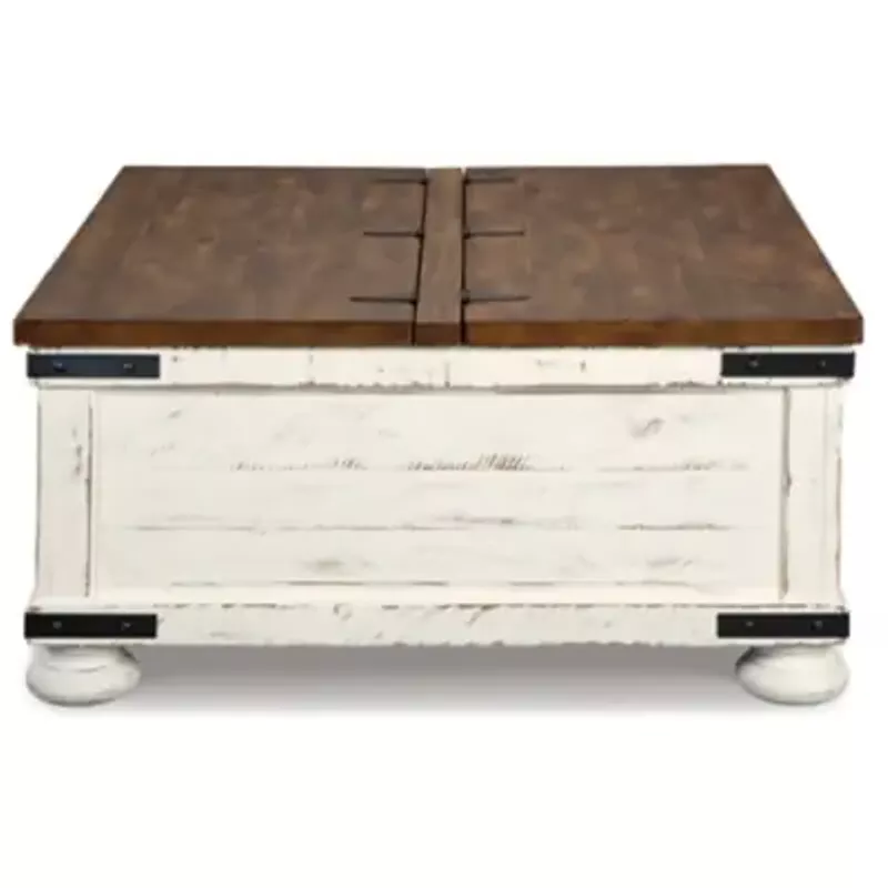 White/Brown Wystfield Cocktail Table with Storage