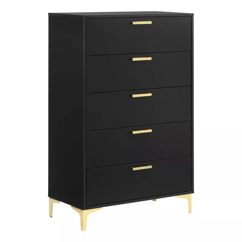 Kendall 5-Drawer Chest Black and Gold