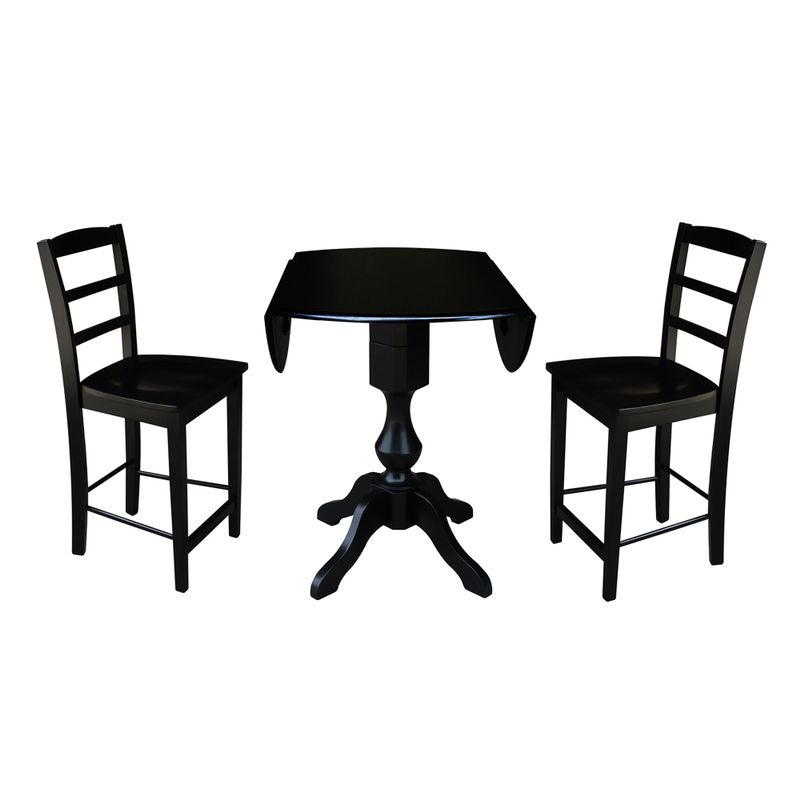 42" Round Pedestal Gathering Height Table with 2 Counter Height Stools